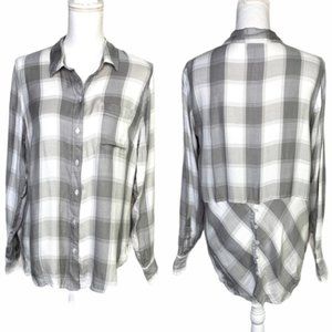 Lucky Brand gray and white super soft flannel button up shirt szL